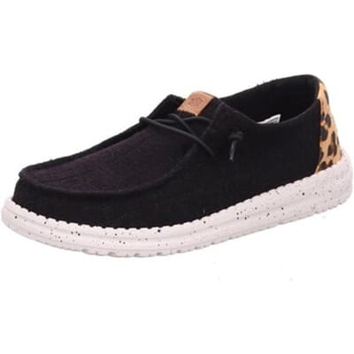 HEYDUDE - Wendy Wildcat Dames Instappers Black/Leopard - Maat 36