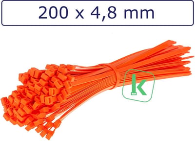 PRO-TIE® - Tyraps, kabelbinders 200 x 4,8 mm Neon Oranje (Zak 100 stuks) (tiewrap/tyrap/tie-wrap/bundelbandje/colsonbandje/)