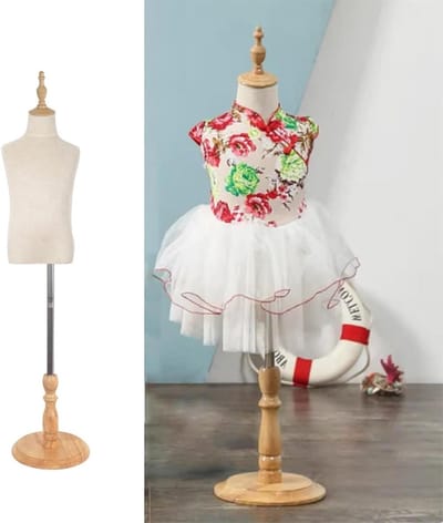 Kinder Paspop - Naai Torso - Kleding Presenteren - In Hoogte Verstelbaar - 42-70 cm - Houtkleur