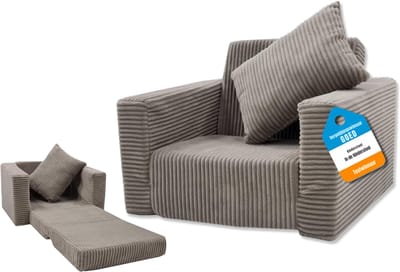 Quvo® Kindersofa - Zitzak - Kinderstoel - Beige - 100cm x 50cm x 40cm