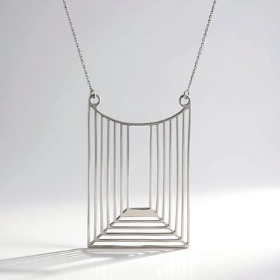 Cavill - Zilveren Halsketting Dames - 925 Sterling Zilver - Platina Geplatineerd - Moderne Geometrische Rechthoekige Hanger - Monosono Collectie