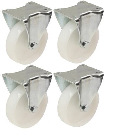 Nylon wielen van 125 mm (5 inch) – set vaste wielen voor zwaar gebruik – set van 4