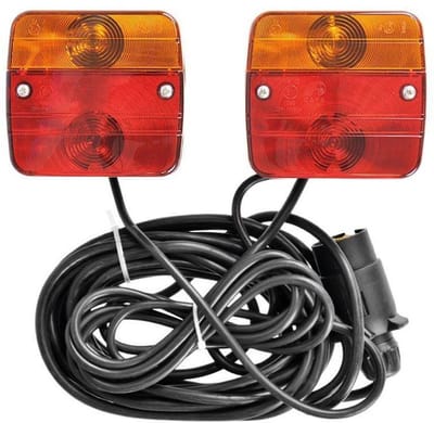 Tip-it - Verlichtingsset magneet - Verlichtingsset aanhanger - Aanhangwagen verlichting - 7,5m + 2,5 kabel
