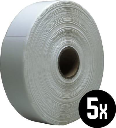 DULA Zebra kompatible Etiketten, 25 mm x 76 mm, Weiß, Permanent, Kern 25 mm, 5 Rollen, 930 Etiketten pro Rolle