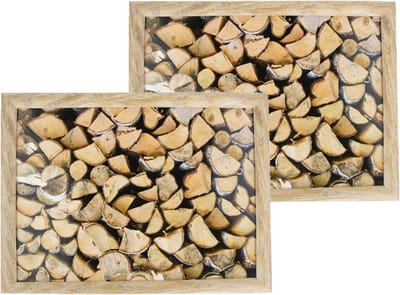 Sierkussen - 2x Schootkussens/laptrays Openhaard Hout Print 43 X 33 Cm - Schoottafels - Dienbladen Voor Op Schoot Openhaardhout