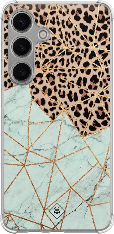Casimoda® hoesje - Geschikt voor Samsung Galaxy S24 Plus - Luipaard Marmer Mint - Shockproof case - Extra sterk - TPU/polycarbonaat - Mint, Transparant
