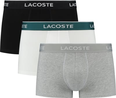 Lacoste Heren 3-pack Trunk - Zwart/Grijs/Wit/Blauw - Maat M