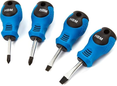 HBM Stubbie Schroevendraaier Set 4-delig Sleufkop en Philips
