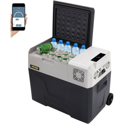 VEVOR Compressor Koelbox 40L met app-bediening en wielen voor gebruik onderweg, -20 tot 20°C, 12/24V DC en 120/240V AC, draagbare auto-koelkast met USB-poort voor kamperen, camper, boot en vrachtwagen