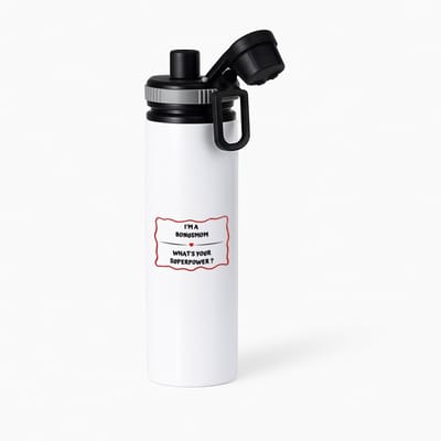 Hacebo® - I'm a bonusmom what's your superpower? waterfles met draaidop grijs - Mama - super bonusmoeder - Moeder cadeautjes - moederdag - verjaardag - geschenk - kado - water fles - 850ML