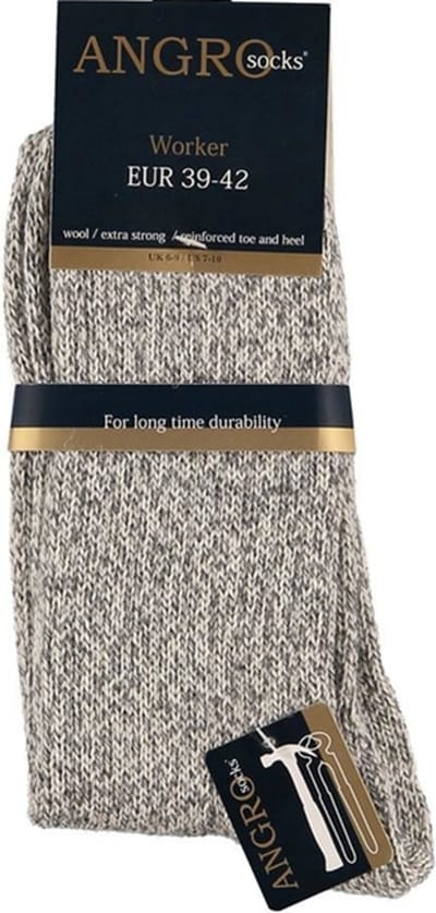Angro - 3-Pack - Stevige Noorse Sokken - Merino Wol - Meraklon - Heren / Dames - grijs - 39-42 - 125006000