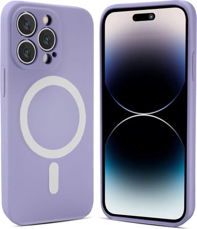 ShieldCase telefoonhoesje geschikt voor Apple iPhone 14 Pro Max Magneet hoesje siliconen zijde - lila - Backcover case - Shockproof hoesje - Zacht hoesje met oplaad ring
