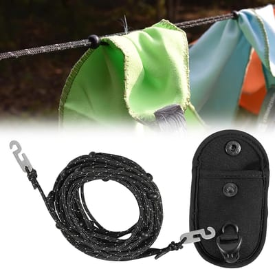 Verlengbare Reiswaslijn met 24 Vaste Parels, Sterke en Antislip Buitenkledinglijn voor Camping, Tuin en Balkon Accessoires