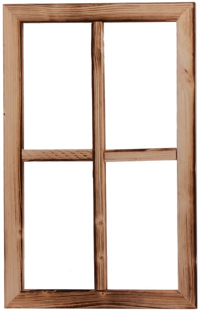 UNUS® Houten raam decoratief venster gevlamd 50x32x2 cm rustieke wanddecoratie