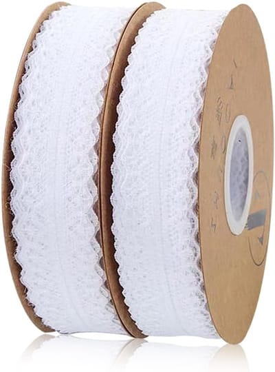 Vintage Witte Kantlinten, 2 Rollen van 3x23m voor Bruiloften, Cadeauverpakking en Creatief Naaiwerk