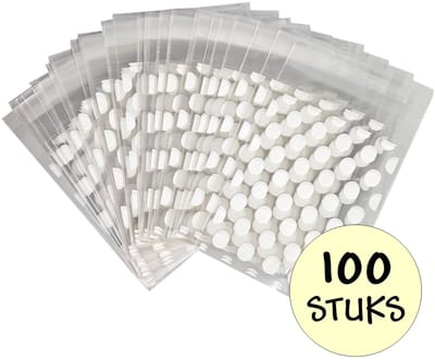100x Cellofaan Zakjes - 100x Uitdeelzakjes - Cellofaan Plastic Traktatie Kado Zakjes - Snoepzakjes - Stippen - 10x8cm - Wit