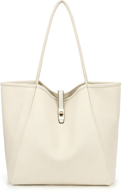 TAN.TOMI Dames Handtassen - Dames Tas Shopper - Grote Shopper – 15.6 inch Laptopvak – Licht & Ruim - Wit