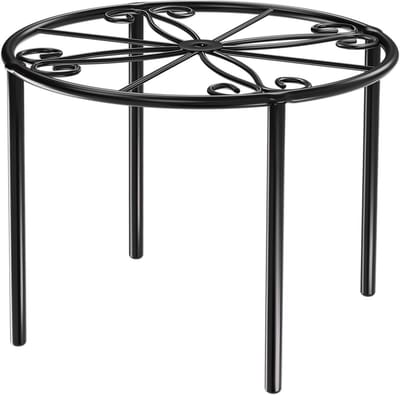 Famanu - Set van 4 ronde metalen houders voor balkonbloembakken, zwart