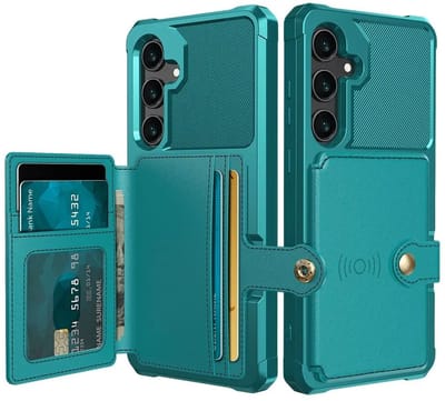 Portemonnee Hoesje Geschikt voor Samsung Galaxy S24 - Back Cover met Pasjeshouder - Telefoonhoesje voor Pinpas - Kaarthouder op Achterkant - Case met Magneet Groen