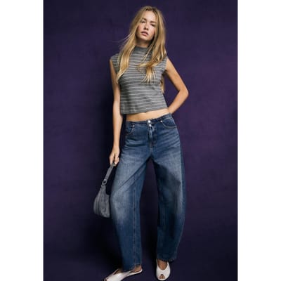 Stradivarius Gebreide top met kraag met bandje  Donkergrijs XS