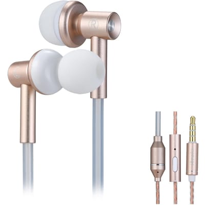 IBRAIN FC33-E écouteurs à tube d'air sans rayonnement écouteurs en métal en aluminium avec micro et contrôle du volume rose or