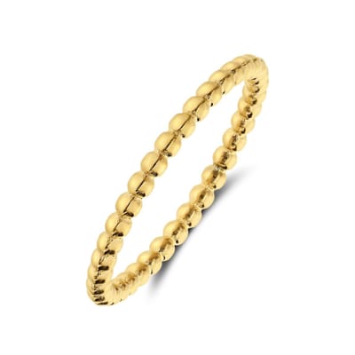Lucardi Dames Stalen goldplated ring bolletje 2,5mm - Ring - Staal - Goud - 21 / 66 mm