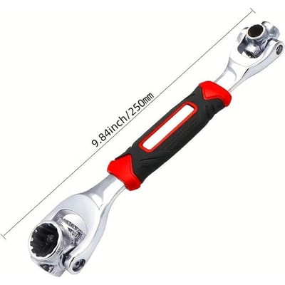 52-in-1 Multifunctionele Dopsleutelset - 8-19mm Antislip Handvat & Roterend Botontwerp - Universele Sleutel lichtgrijze kleur