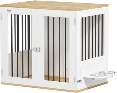 PawHut-Hondenbenchmeubel - 80x55x71,5cm - Spaanplaat, Staal - Wit