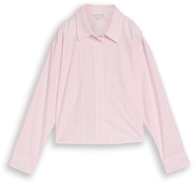 Tom Tailor - Boxy Fit overhemdblouse met streepjesmotief - Maat 152 - soft mauve white stripe