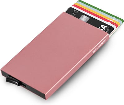 Walletstreet Slim Fit Uitschuifbare Pasjeshouder- Aluminium Creditcardhouder-Card Protector Anti-Skim/ RFID Card Protector 8 Pasjes-Roze