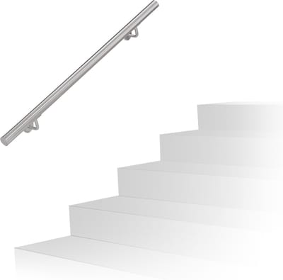 trapleuning - 100 cm - rvs - geborsteld - muurmontage - binnen & buiten - Ø 38 mm - met houder - zilver