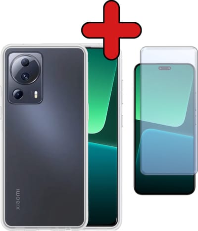 Hoesje - Met Screenprotector - Geschikt voor Xiaomi 13 Lite - Sterk & Shockproof - Telefoon Hoes - Back Cover - Siliconen Case - Telefoonhoes - Transparant