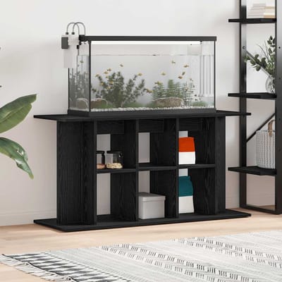 vidaXL - Aquariumstandaard - Zwart - Eiken - 120x40x60 - cm - Bewerkt - Hout