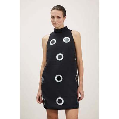 Motivi Flared Dress With Embroidered Details Black Maat: 38 | Mini Jurken Outlet | Dames | Zwart