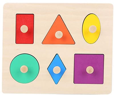 Geometric Shape Matching Baby Children Wood Learning Eef Preschool Toy Montessori Puzzle With Multiple Shapes for Toddler Shape And Color Sorter(Puzzle)