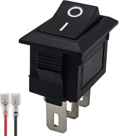ProRide Mini Wipschakelaar ON/OFF KCD1-11 - met Aansluitkabel - 3-pins - 13x8mm - Rechthoek - Zwart