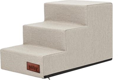 Huisdierentrap 3 Niveaus - Hondentrap Kattentrap - Hulp Klimmen - Waterafstotende Stof - 30 x 50 x 30 cm - Beige