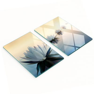 Decoratieve glazen serveerplanken voor snacks met lotusbloemenmotief, 2x40x52 cm