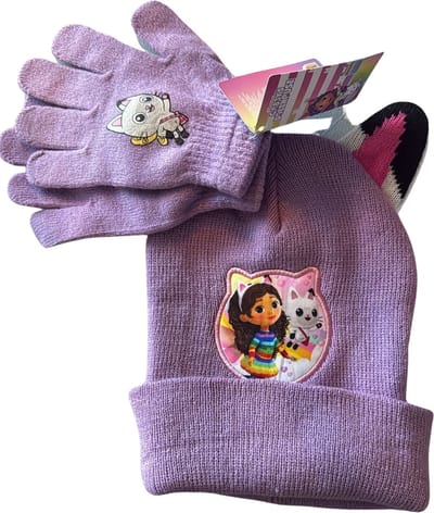 Gabby’s Dollhouse Kinder Winterset – Muts & Handschoenen – Paars – Warm & Zacht – One Size – Meisjes