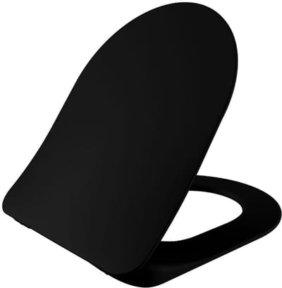 Creavit - Toiletbril - Mat Zwart duroplast softclose toiletzitting 36x44,5cm - DUROPLAST SIÈGE DE TOILETTE NOIR MAT, INOX CHARNIÈRES, SOFT-CLOSE