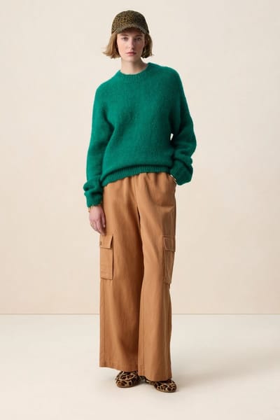 Sissy-Boy - Bruine wide leg broek met opgestikte zakken