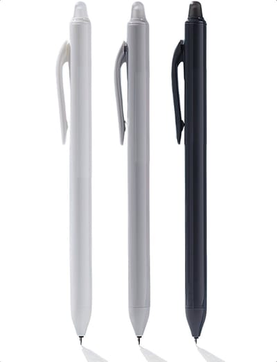 Ainy Monochrome uitwisbare pen set | 3 uitgumbare pennen voor etui , pennenzak of pennenbak | Zwarte Inkt | Modern basis design | Ideale kantoor accessoires balpennen | Uitgumbare gelpennen schrijfwarenset voor kinderen en volwassenen