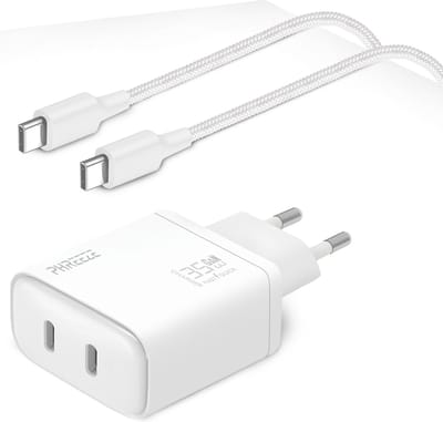35w snellader - Usb C kabel - 1 Meter - Usb C Oplader - 2 usbC Poorten - GaN