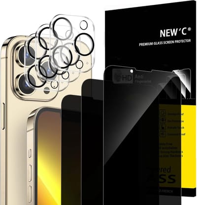 Thijox - 3x Privacy Screen Protector voor iPhone 13 Pro Max - Gehard Glas Schermbeschermer - Ultrabestendig - 28 Graden Privacyhoek - 3x Camera Lens P