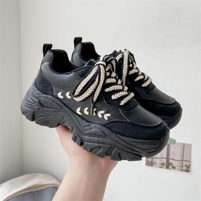 Papa Schoenen Kinder Lente Nieuw Ins Trendy Platform Veelzijdig Studenten Sportschoenen 40 zwart