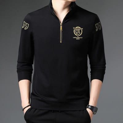 Nieuw Herfst- en Winter Half-zip Sweatshirt voor Jonge en Middelbare Mannen, Opstaande Kraag, T-shirt met Lange Mouwen, Modieuze Herenkleding XXXXL