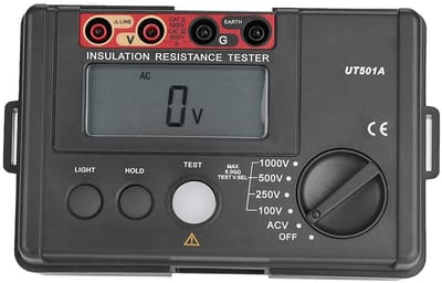 Aardingsweerstandsmeter - Digitale isolatiemeter - Elektrische veiligheid - Brede meetbereiken - 15 x 10 x 71 cm - Grijs