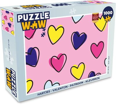 Puzzel Hartjes - Valentijn - Patroon - Kleurrijk - Legpuzzel - Puzzel 1000 stukjes volwassenen
