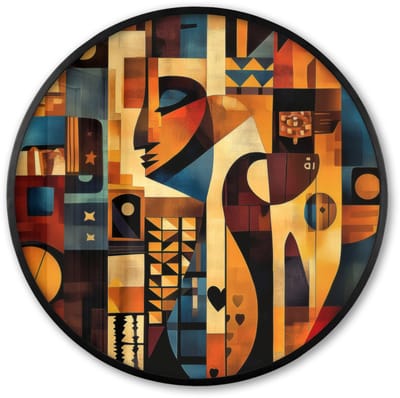 Poster in lijst Rond - Fotolijst 60x60 cm - Posters - Figuren - Abstract - Symbolen - Ronde posterlijst zwart - Decoratie - Wanddecoratie woonkamer - Muurdecoratie slaapkamer