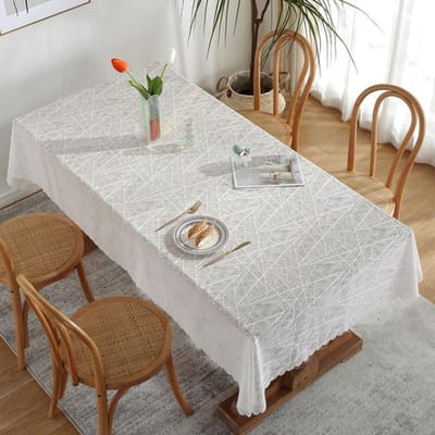 Tafelkleed Bruiloft Rechthoekig Effen Tafelkleden Voor Eettafel Salontafels Kant Golf Mesh Tafelkleed 85x85cm wit